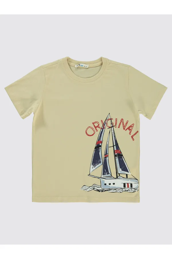 Boys T-Shirt 6-9 Years Old Stone Color - Pack