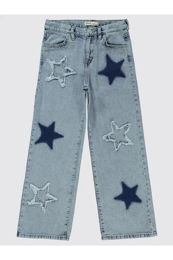 Pantalon bleu glacier pour fille (10-13 ans) - Emballage