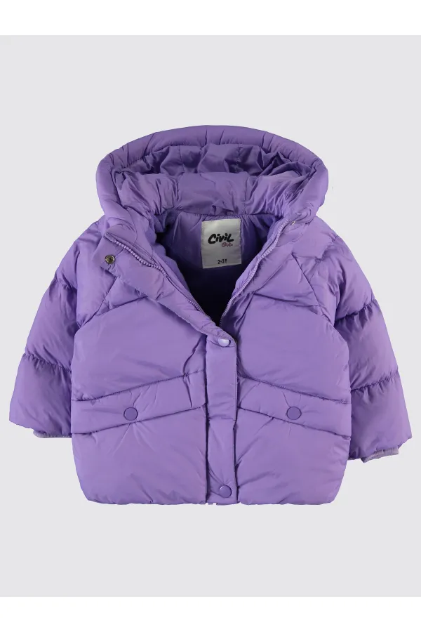 Kız Çocuk Mont 2-5 Yaş Mor - Paket