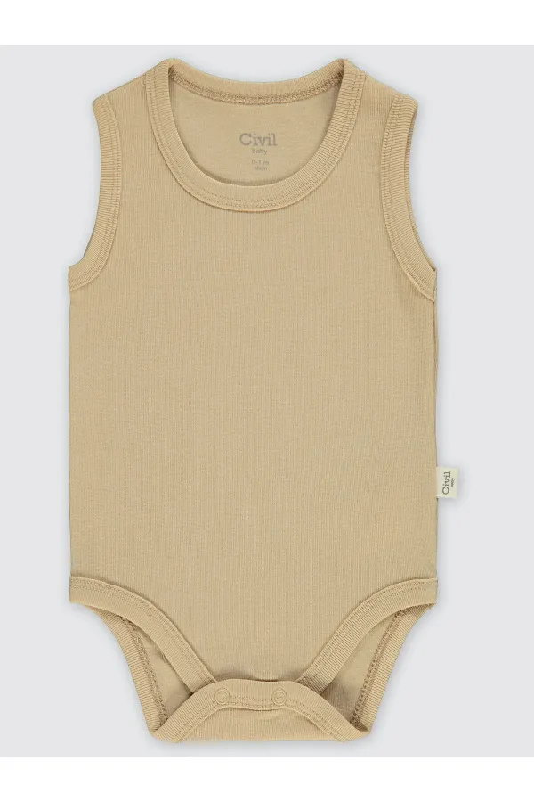 Body bébé à boutons-pression 0-24 mois, couleur café au lait - Emballage