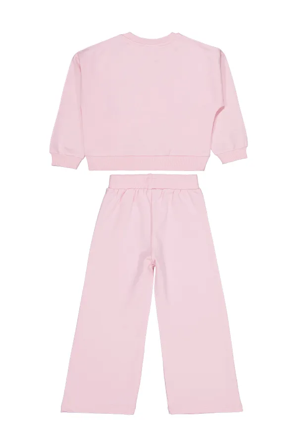 Kız Çocuk Eşofman Takımı 2-5 Yaş Pudra - Paket