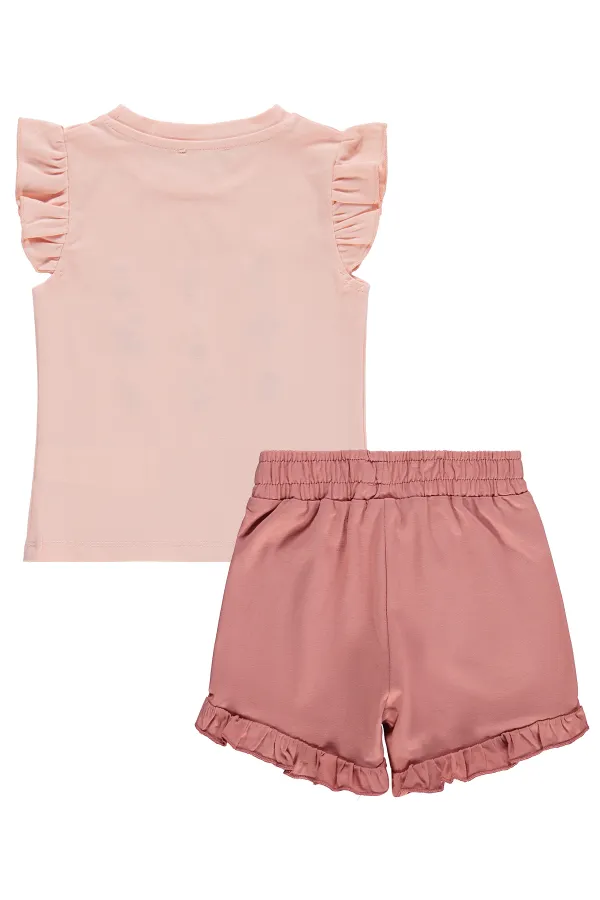 Kız Çocuk Takım 2-5 Yaş Somon-Açık Kiremit - Paket