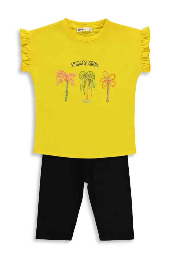 Kız Çocuk Takım 2-5 Yaş Sarı-Siyah - Paket
