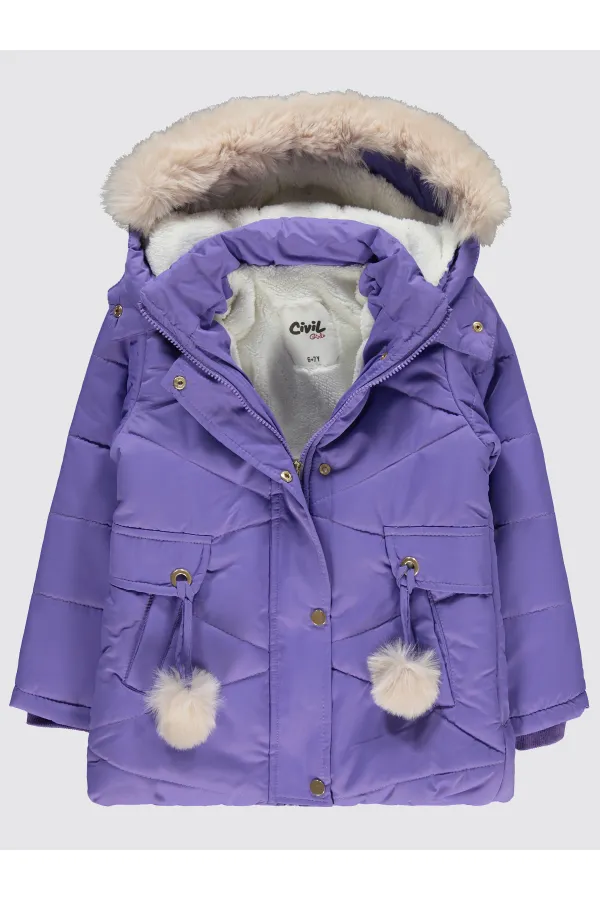 Kız Çocuk Mont 6-9 Yaş Lila - Paket