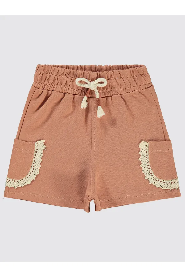 Kız Çocuk Şort 6-9 Yaş Kiremit - Paket