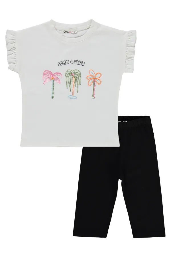 Kız Çocuk Takım 2-5 Yaş Ekru-Siyah - Paket