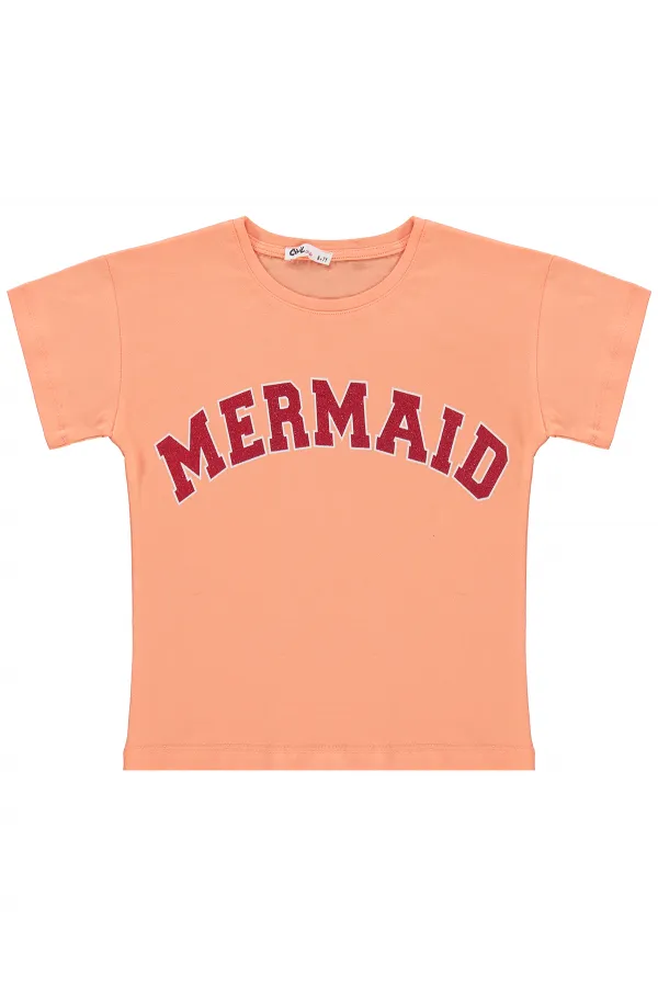 T-shirt fille, 6-9 ans, saumon - Lot