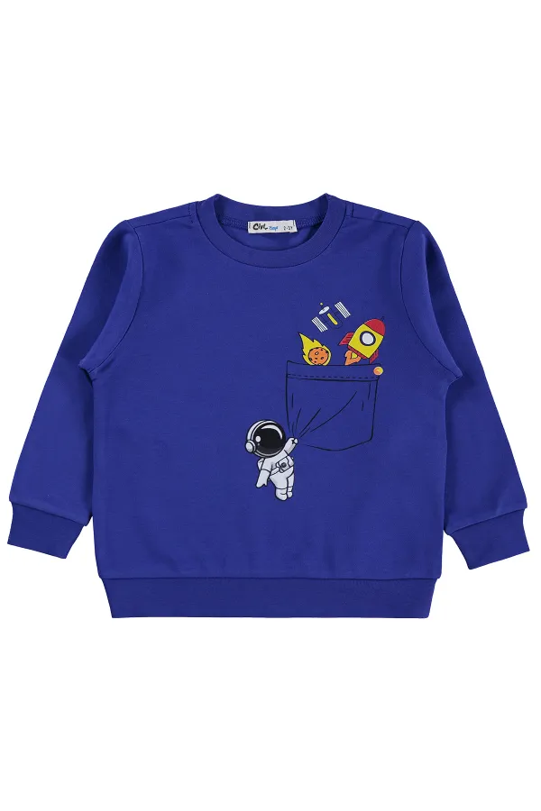 Erkek Çocuk Sweatshirt Km 2-5 Yaş Saks - Paket