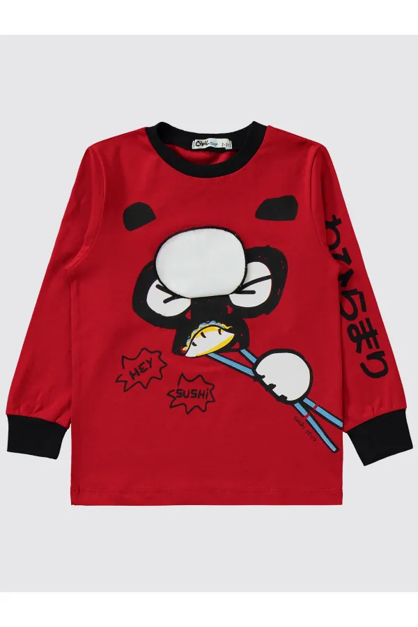 Erkek Çocuk Pijama Takımı 2-5 Yaş Kırmızı - Paket