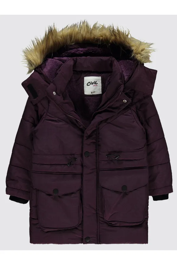 Manteau pour fille de 6 à 9 ans, couleur prune - Emballage