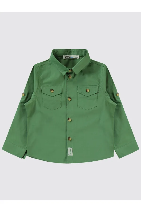 Chemise garçon 2-5 ans kaki clair - Emballage