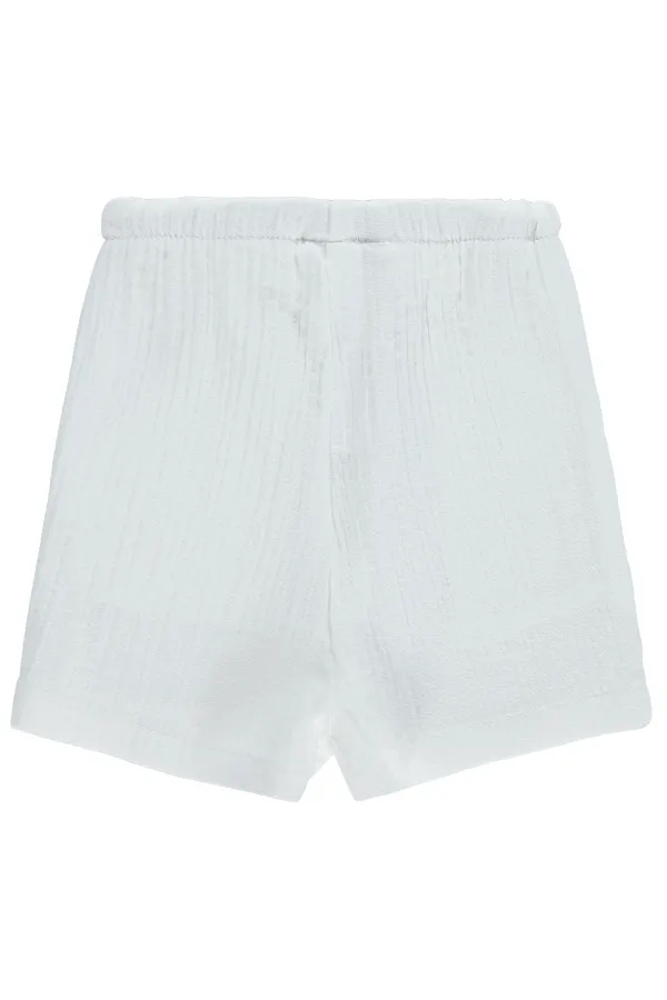 Kız Çocuk Şort 2-5 Yaş Kırık Beyaz - Paket