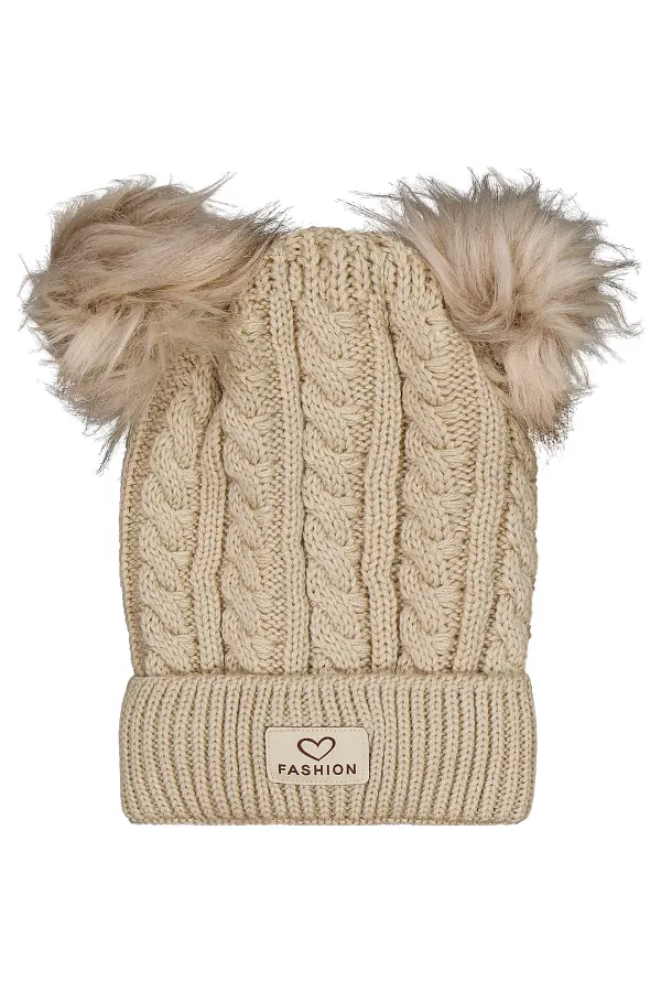 Kız Çocuk Atkı Bere Eldiven Setleri 6-9 Yaş Bej - Paket