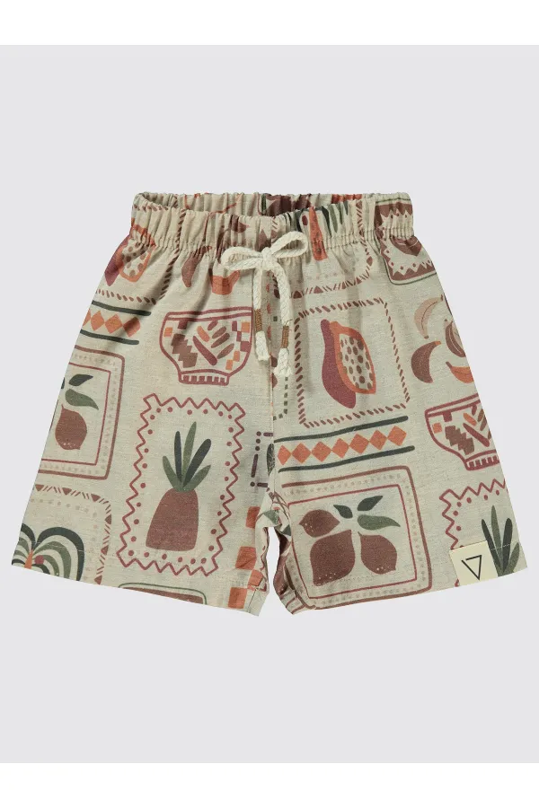 Erkek Çocuk Şort 2-5 Yaş Taş Rengi - Paket