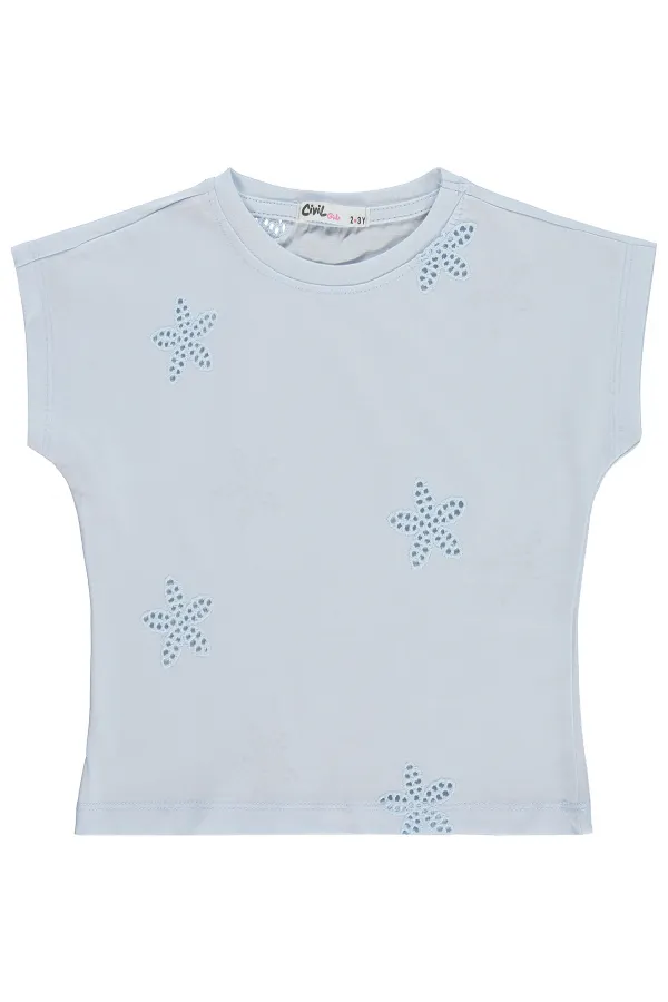 Kız Çocuk Tişört 2-5 Yaş Açık Mavi - Paket