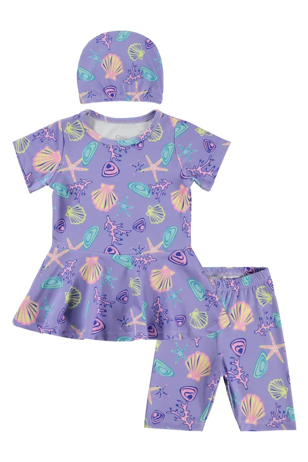 Ensemble maillot de bain fille lilas 6-13 ans - Emballage