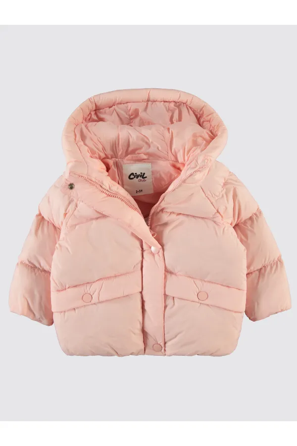 Kız Çocuk Mont 2-5 Yaş Pudra - Paket