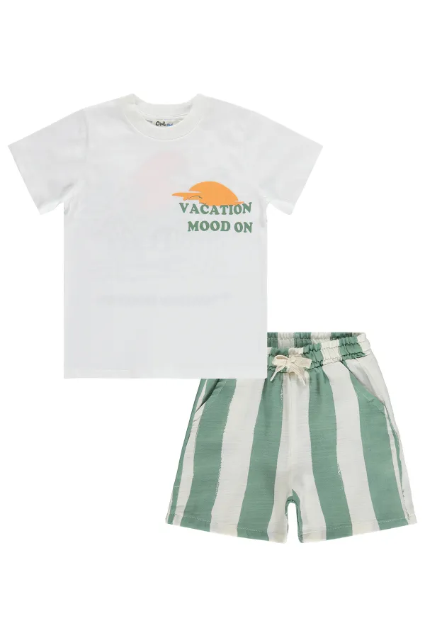 Erkek Çocuk Takım 2-5 Yaş Ekru-Haki - Paket