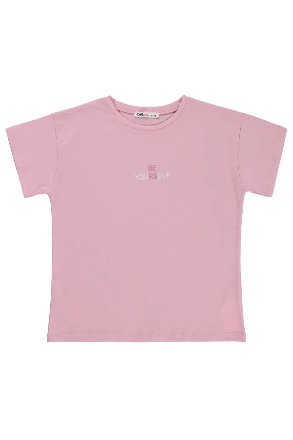T-shirt fille, 6-9 ans, rose foncé - Lot