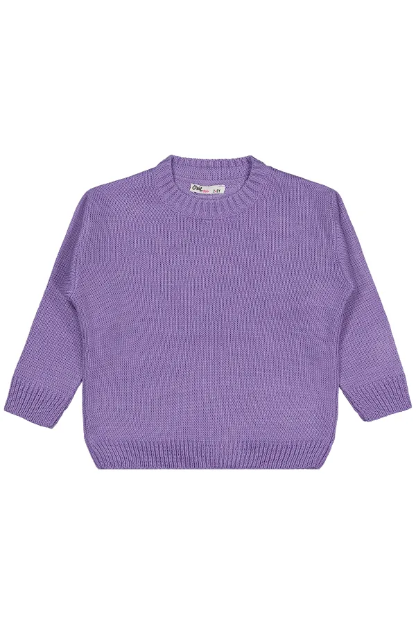 Kız Çocuk Kazak 2-5 Yaş Mor - Paket