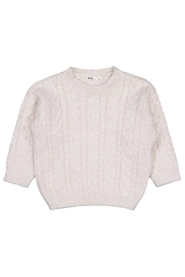 Kız Çocuk Kazak 2-5 Yaş Bej - Paket