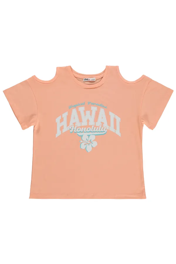 T-shirt fille, 10-13 ans, saumon - Lot