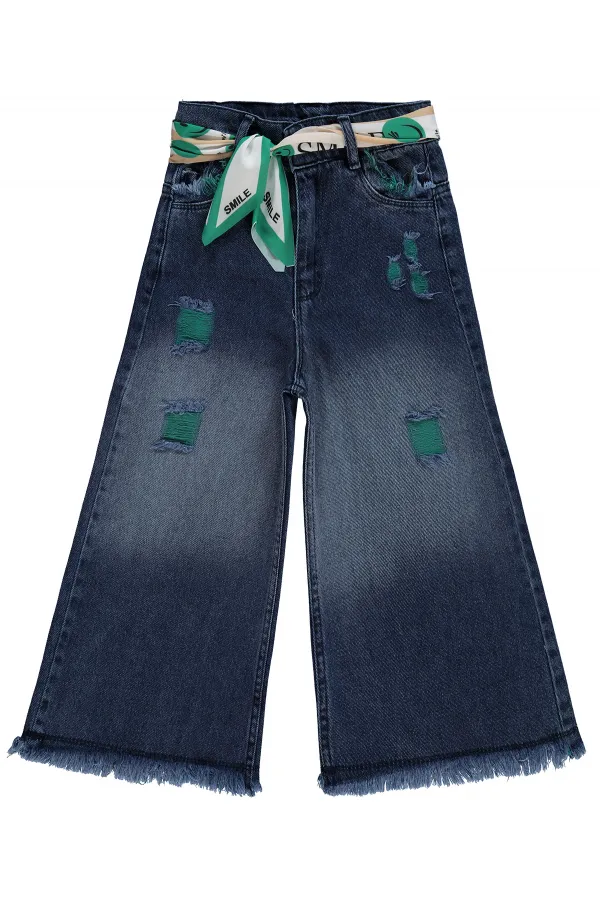 Pantalon bleu foncé pour fille de 10 à 13 ans - Emballage