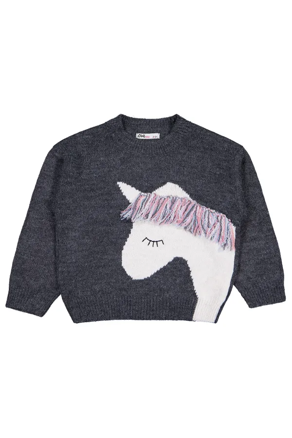 Pull pour fille de 2 à 5 ans, anthracite - Emballage