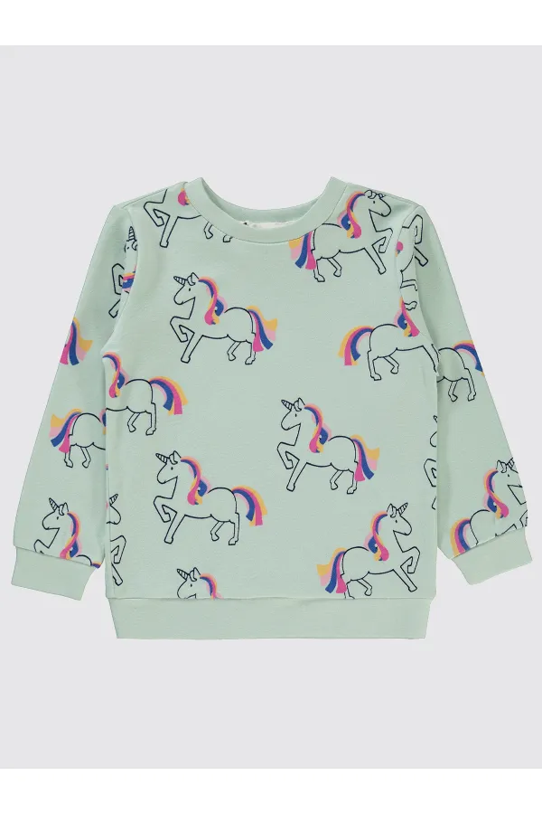 Kız Çocuk Sweatshirt 2-5 Yaş Taze Nane - Paket