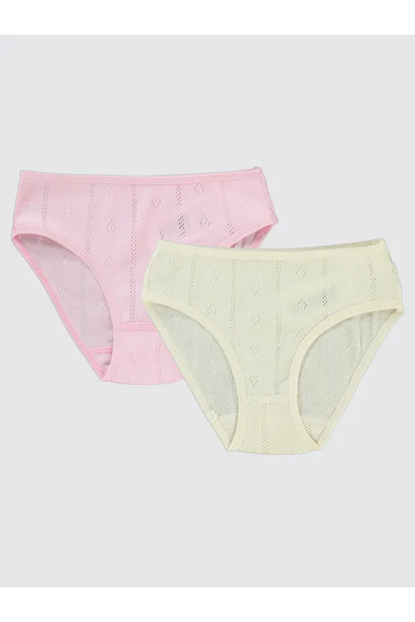 Kız Çocuk Külot 2-9 Yaş Ekru-Pembe - Paket