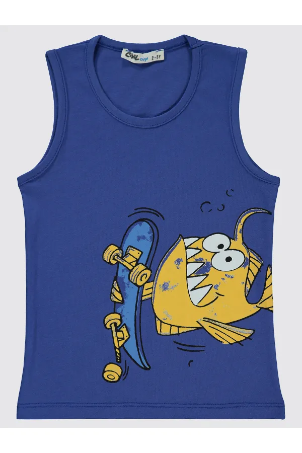 Erkek Çocuk Tişört 2-5 Yaş Saks - Paket