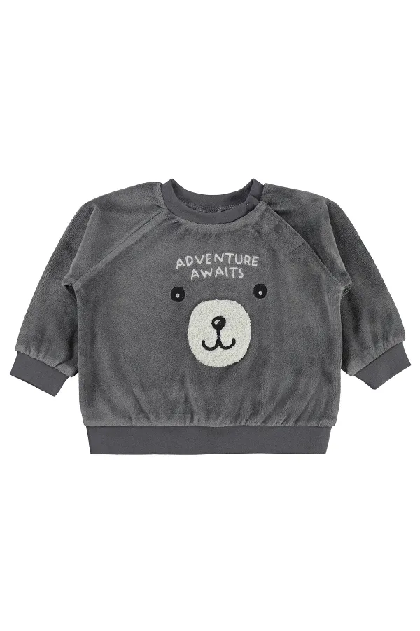 Bebek Sweatshirt 0-24 Ay Koyu Gri - Paket