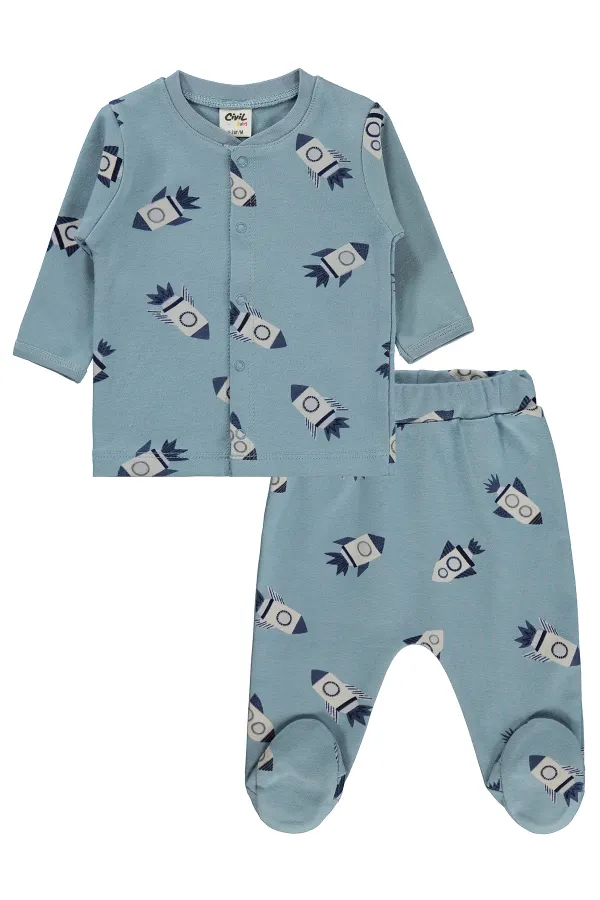 Ensemble pyjama bébé 0-24 mois bleu glacier - Emballage