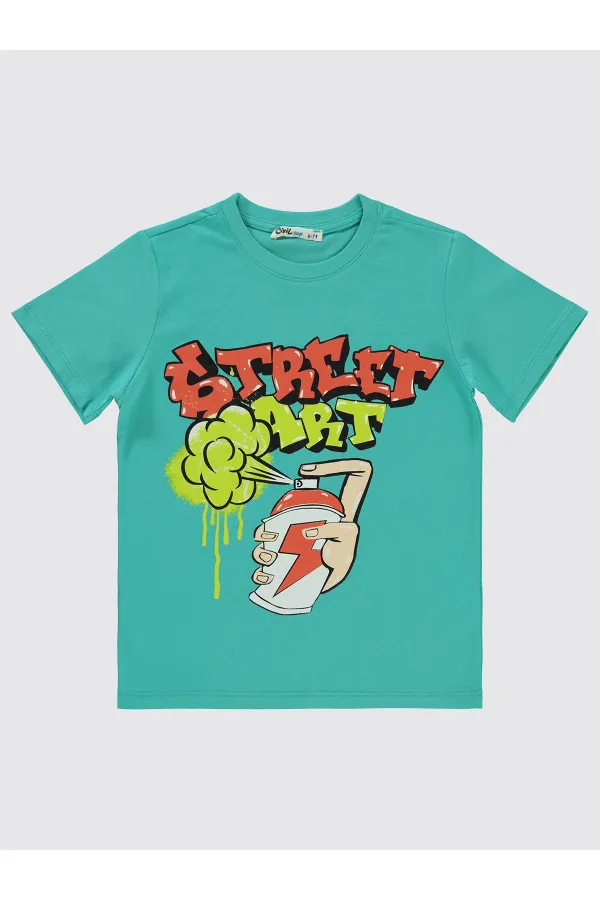 Lot de T-shirts pour garçons de 6 à 9 ans, couleur menthe