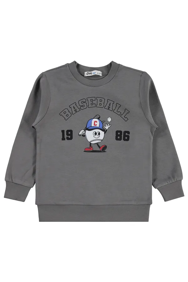 Erkek Çocuk Sweatshirt Km 2-5 Yaş Gri - Paket