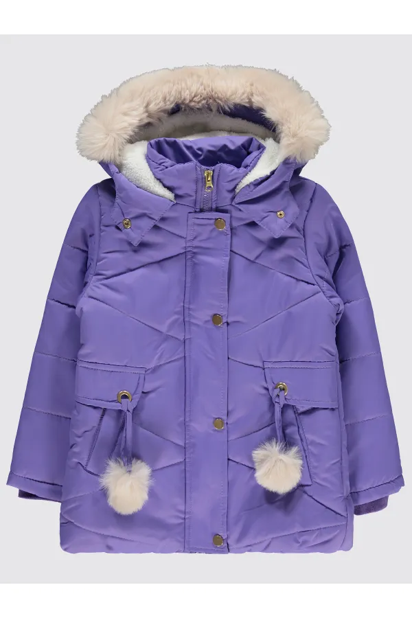 Kız Çocuk Mont 6-9 Yaş Lila - Paket