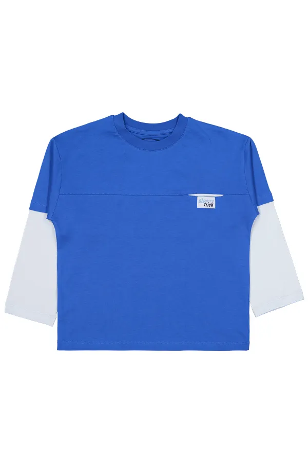 Erkek Çocuk Sweatshirt 6-9 Yaş Saks - Paket