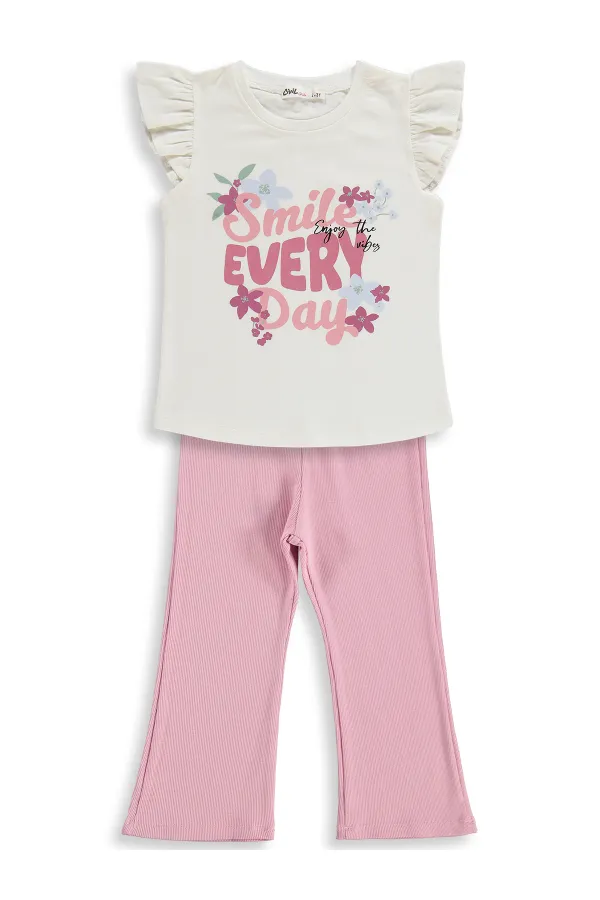 Girls' Outfit Set 2-5 Years Old Off-White-Dark Pink - Package