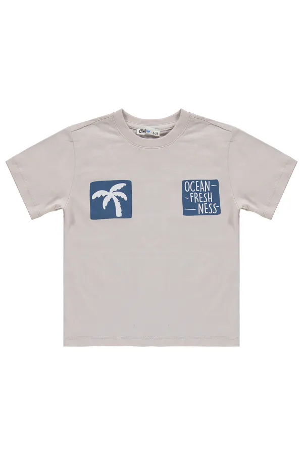 Erkek Çocuk Takım 2-5 Yaş Taş Rengi-Petrol - Paket