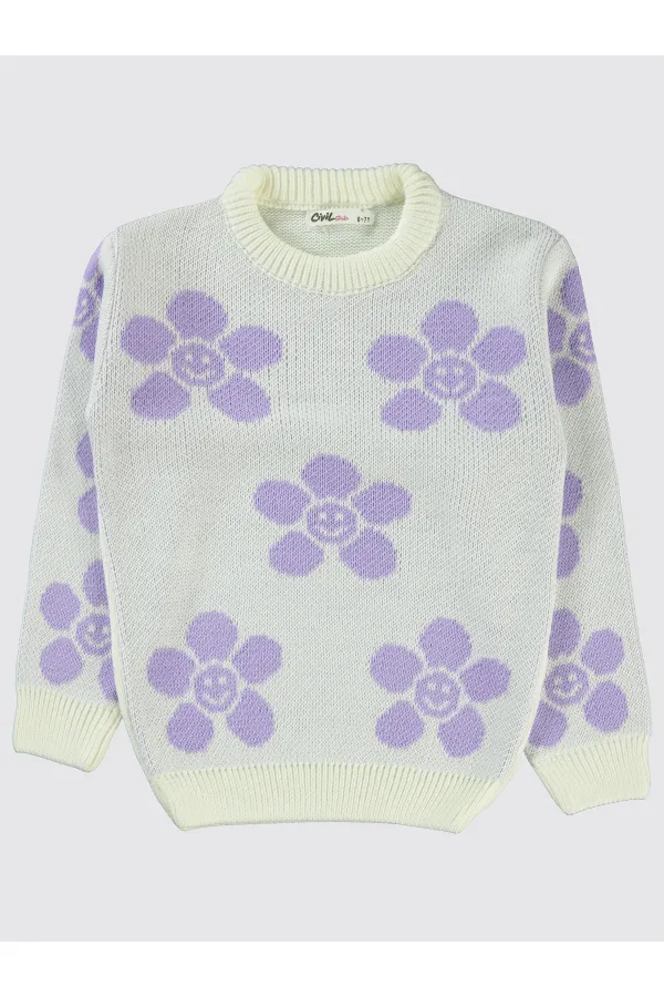 Girl's Sweater 6-9 Years Old Ecru-Lilac - Package