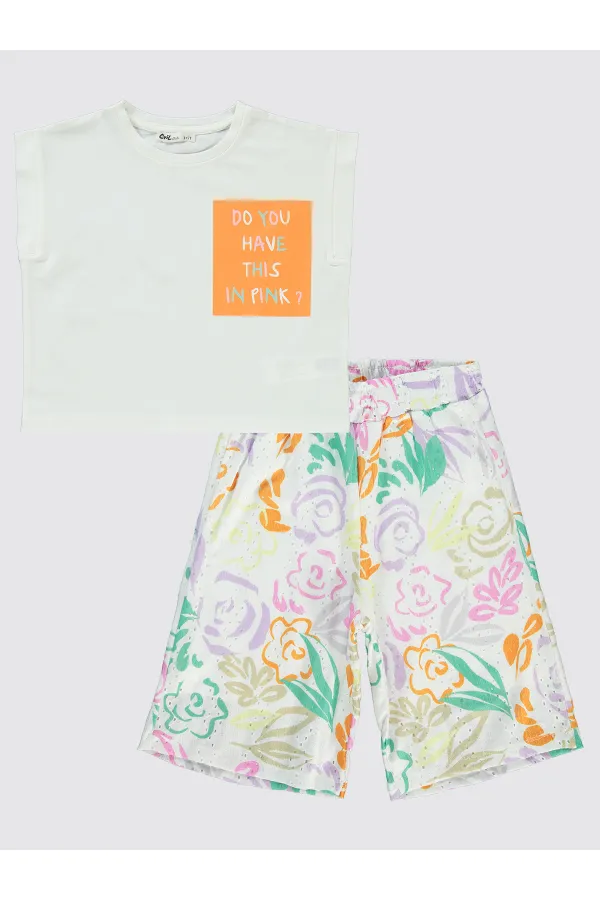 Kız Çocuk Takım 6-9 Yaş Ekru - Paket