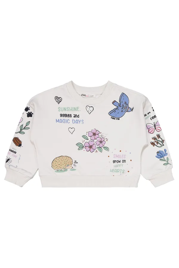 Ensemble de survêtement pour fille de 2 à 5 ans, écru-pétrole - Emballage