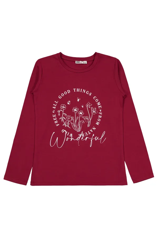Sweat-shirt fille Km 10-13 ans Rouge bordeaux - Emballage