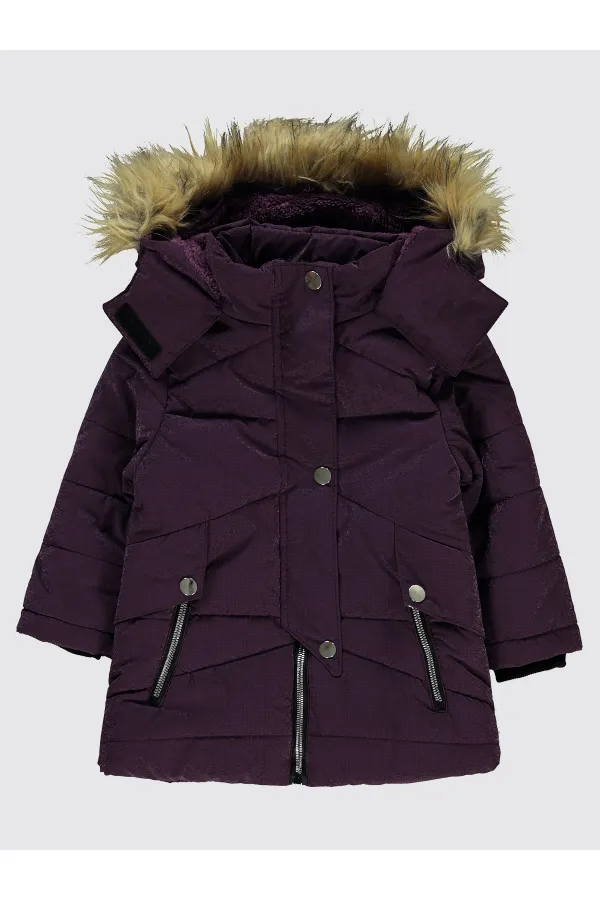 Kız Çocuk Mont 2-5 Yaş Mürdüm - Paket