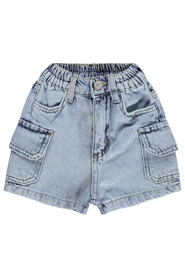 Kız Çocuk Şort 2-5 Yaş Mavi - Paket