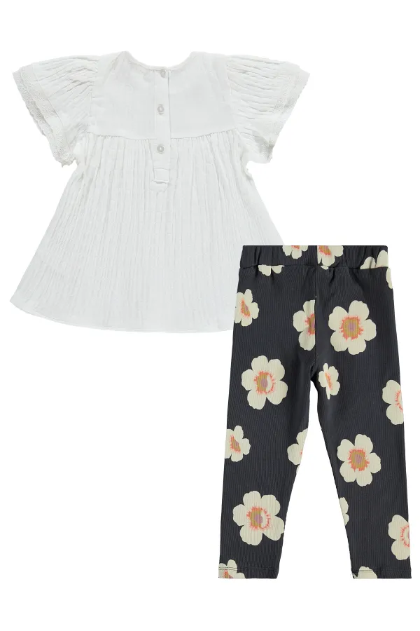 Kız Çocuk Takım 2-5 Yaş Kırık Beyaz - Paket