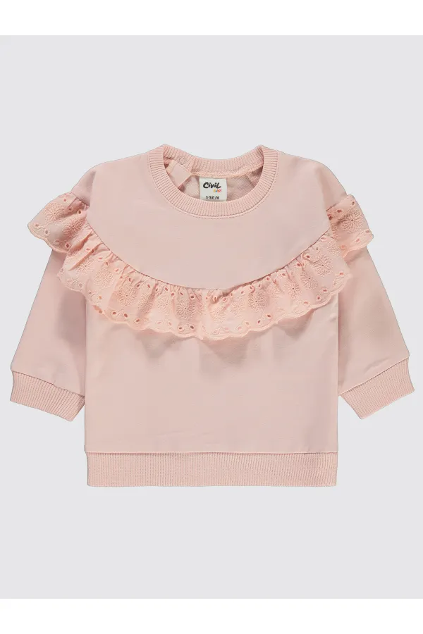 Bebek Sweatshirt 0-24 Ay Açık Pudra - Paket