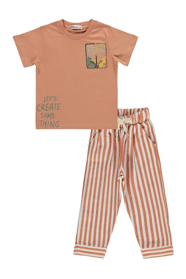 Erkek Çocuk Takım 2-5 Yaş Kiremit - Paket