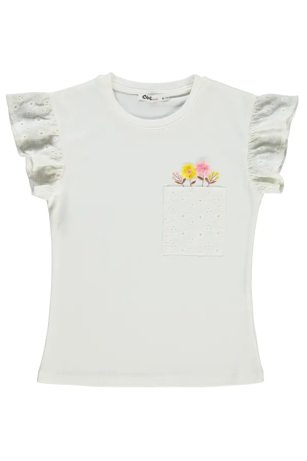 Kız Çocuk Tişört 6-9 Yaş Ekru - Paket