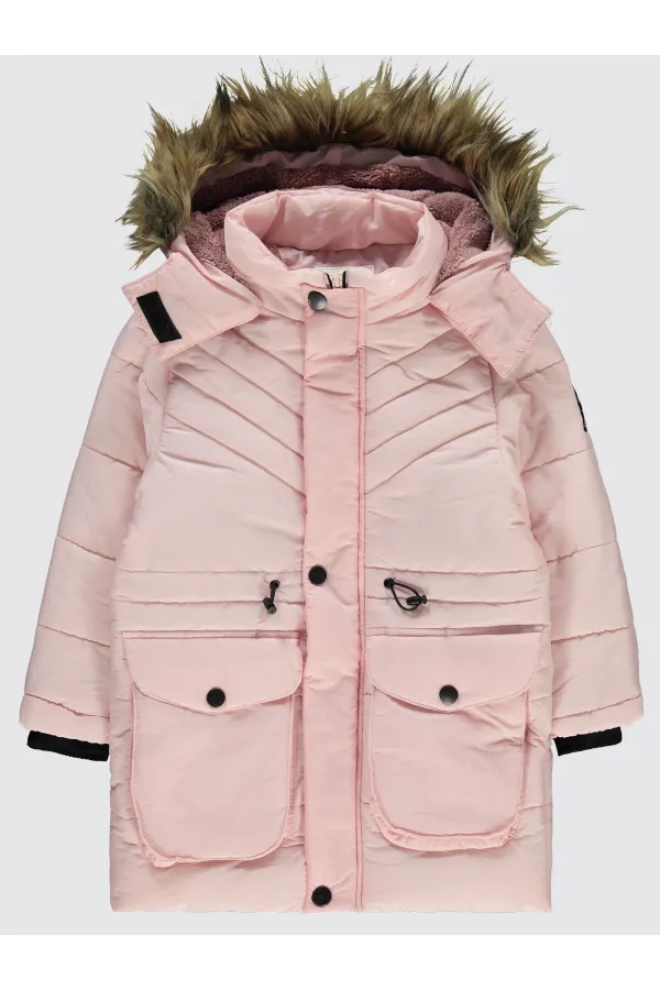 Kız Çocuk Mont 6-9 Yaş Pudra - Paket